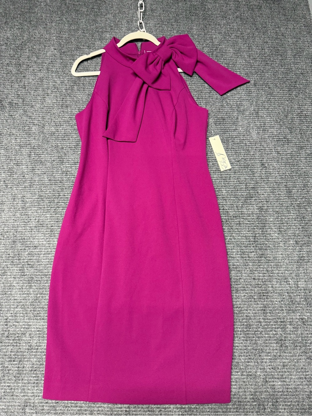 Eliza J One-Shoulder Bow Sheath Dress - Magenta